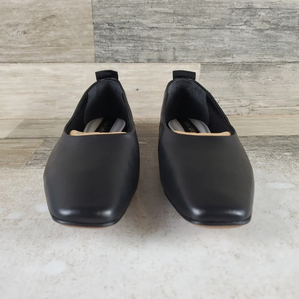Franco Sarto Faris Womens Flat Loafers Sz 6.5 Black Leather Comfort Slip On